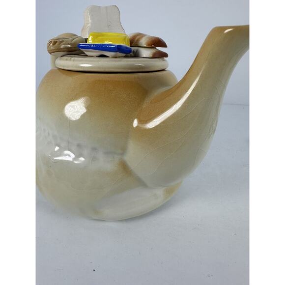1987 England Sunshine Ceramics COTTAGE LOAF BREAD AND BUTTER TEAPOT with CRAZING - Picture 16 of 16